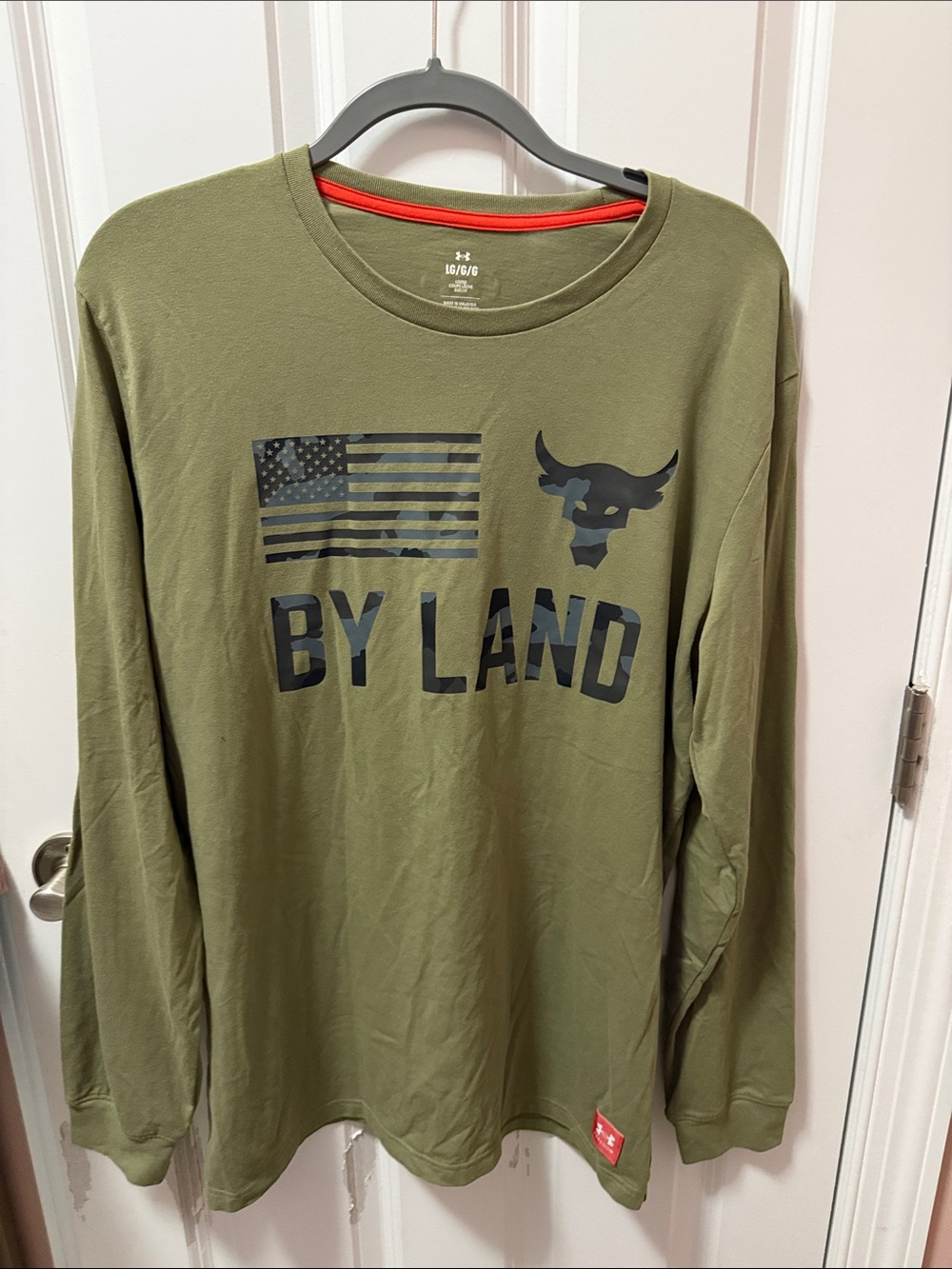 Under Armour Olive Green Long Sleeve 'By Land' Graphic Tee